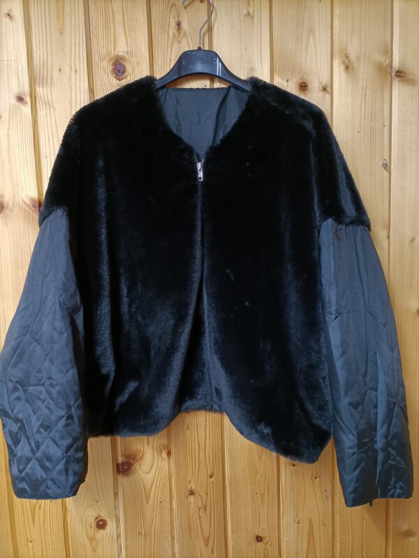 Kurtka Jeans niebieska  2w1 z czarnym futerkiem r. S/M - obrazek 6