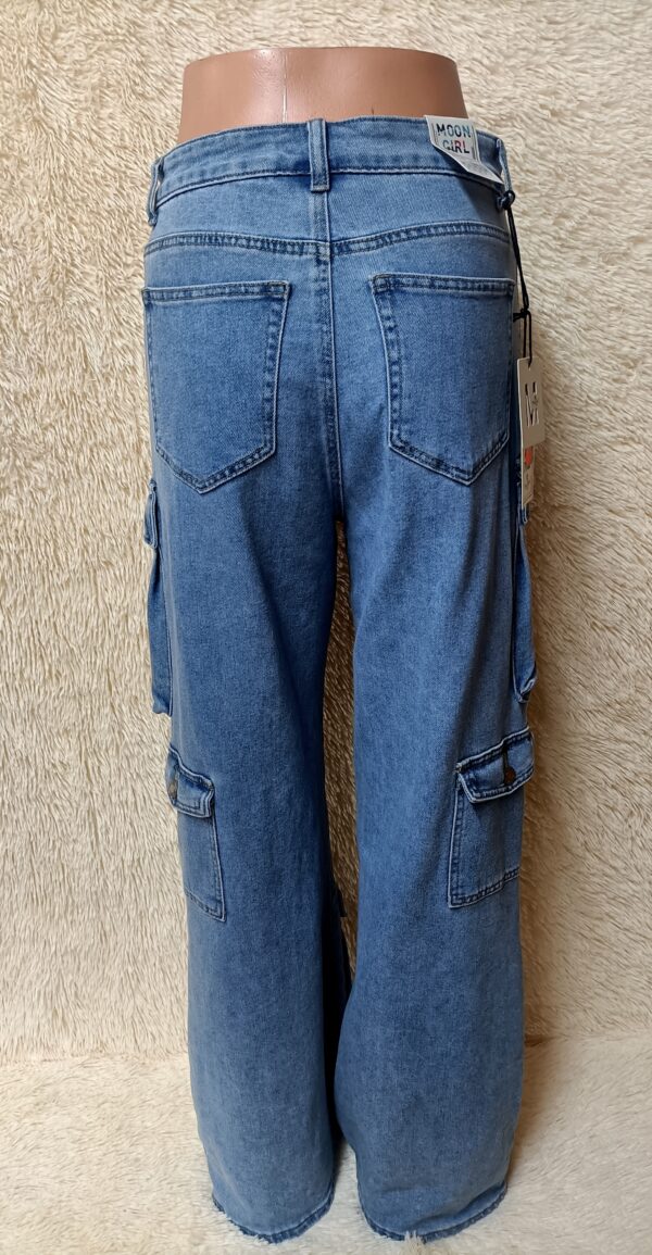 Spodnie Jeans Moon Girl Boyfriend ,Bojówki z kieszeniami r.L - obrazek 3