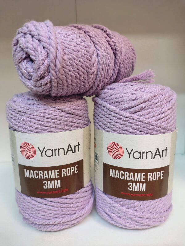 Sznurek Macrame Rope 3 mm kolor 765 Lila YarnArt ( 2 sztuki nowe i 1/2 trzeciego motka )