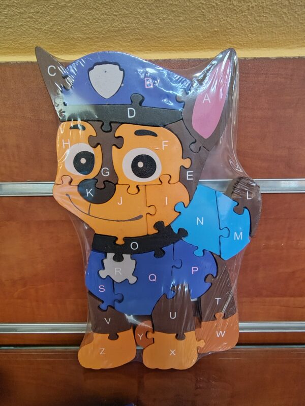 Puzzle drewniane CHASE Psi Patrol Edukacyjne Literki i Cyferki 2w1 układanka dla Maluszków