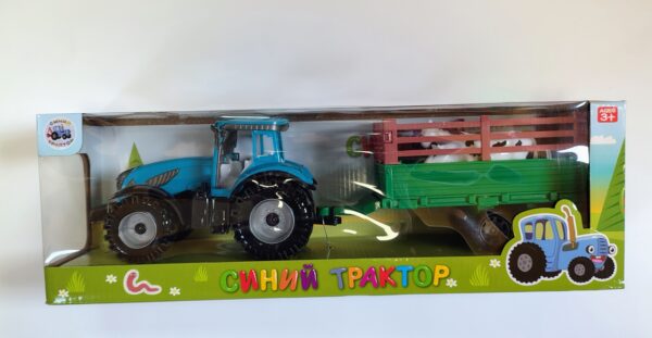 Traktor Ciągnik Rolniczy z zieloną przyczepą + figurka krówki i konika
